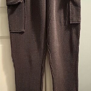 Brown Ribbed Knit Pants